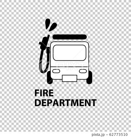 消防車 消防署 地図 アイコン シンボル イラスト ベクター シンプル 線 線画 かわいいのイラスト素材