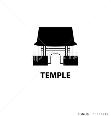 寺 神社 かわいい 地図 アイコン シンボル イラスト ベクター シンプル 線 線画のイラスト素材