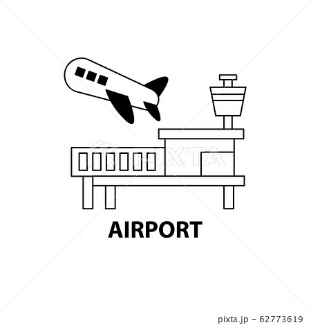 飛行機 空港 地図 アイコン シンボル イラスト ベクター シンプル 線 線画のイラスト素材