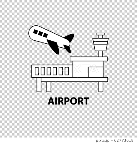 飛行機 空港 地図 アイコン シンボル イラスト ベクター シンプル 線 線画のイラスト素材