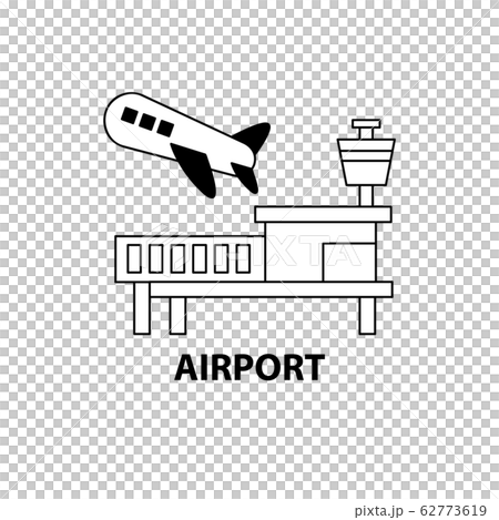 飛行機 空港 地図 アイコン シンボル イラスト ベクター シンプル 線 線画のイラスト素材