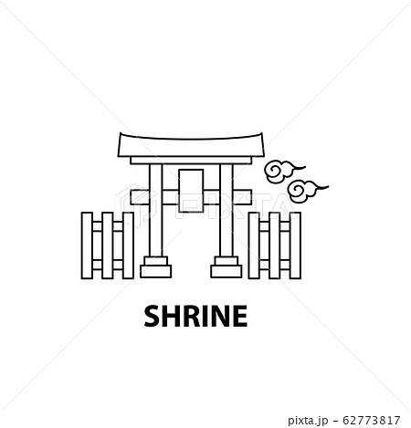 寺 神社 かわいい 地図 アイコン シンボル イラスト ベクター シンプル 線 線画のイラスト素材