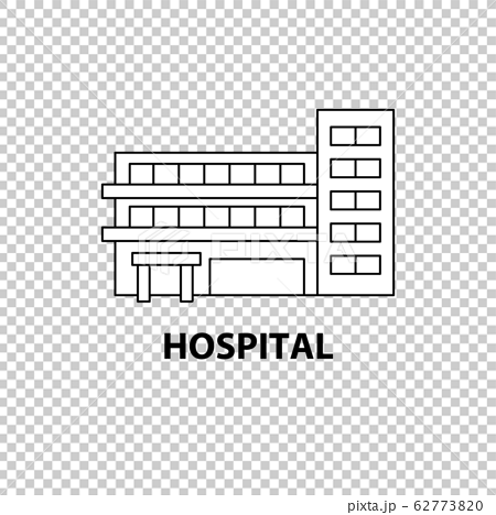 病院 地図 アイコン シンボル イラスト ベクター シンプル 線 線画 かわいいのイラスト素材