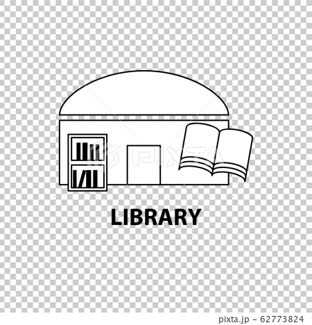 図書館 地図 アイコン シンボル イラスト ベクター シンプル 線 線画 かわいいのイラスト素材