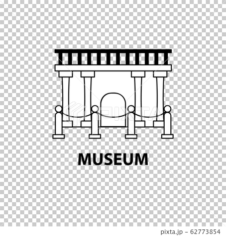 美術館 博物館 かわいい 地図 アイコン シンボル イラスト ベクター シンプル 線 線画のイラスト素材