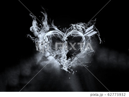 矢が刺さった抽象的なハートのイラスト素材