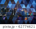 Shanghai city aerial sunset cityscape from day to night in one photo 62774621