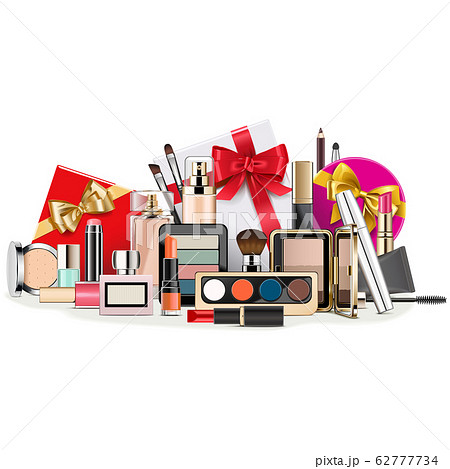 Vector Gift Concept with Makeup Cosmetics Vector Gift Concept with Makeup Cosmetics 62777734