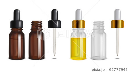 Isolated Glass Bottles with Pipette in Realistic Style 62777945