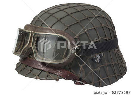 camouflaged nazi army german helmet with mesh 62778597