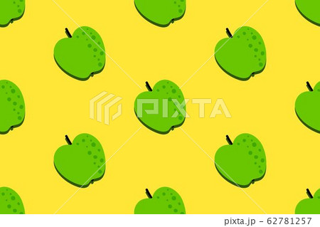 Green apple fruit pattern. Seamless summer background. Bright kitchen, home decor or healthy eating 62781257
