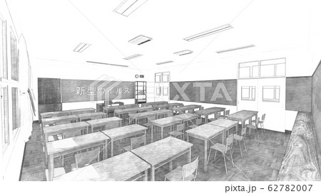 学校　教室　新型ウイルス　休校 イラスト42 62782007