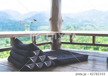 Vintage thai style floor seat around with wood 62782335