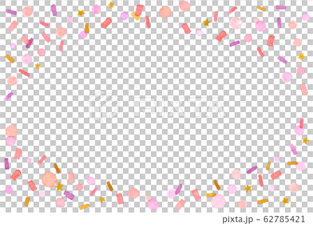 水彩紙屑_粉紅色_明信片水平框架 62785421