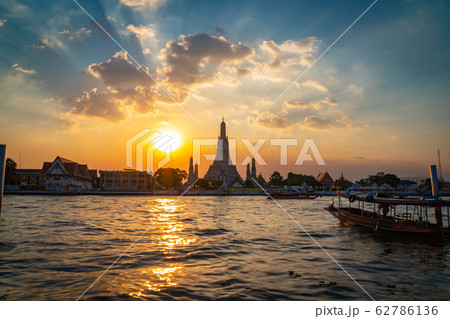 Wat Arun or Temple of Dawn at sunset. One of the Wat Arun or Temple of Dawn at sunset. One of the 62786136