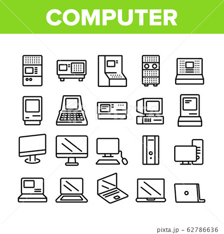 Computer Equipment Collection Icons Set Vector 62786636