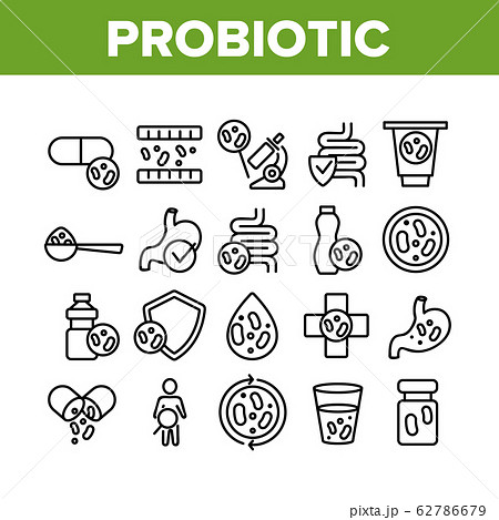 Probiotic Bacteria Collection Icons Set Vector Probiotic Bacteria Collection Icons Set Vector 62786679