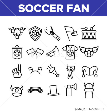 Soccer Fan Equipment Collection Icons Set Vector 62786683