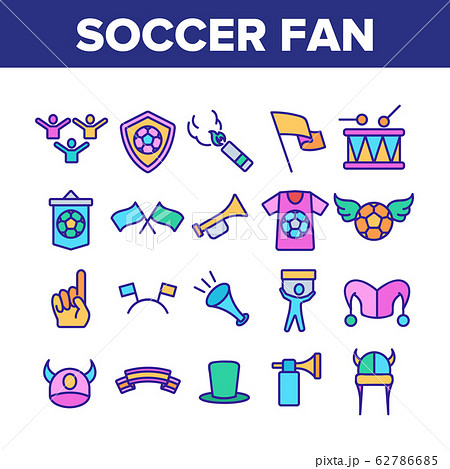 Soccer Fan Equipment Collection Icons Set Vector 62786685