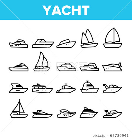 Yacht Marine Transport Collection Icons Set Vector 62786941