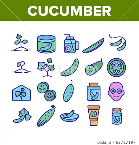Cucumber Vegetable Collection Icons Set Vector Cucumber Vegetable Collection Icons Set Vector 62787197