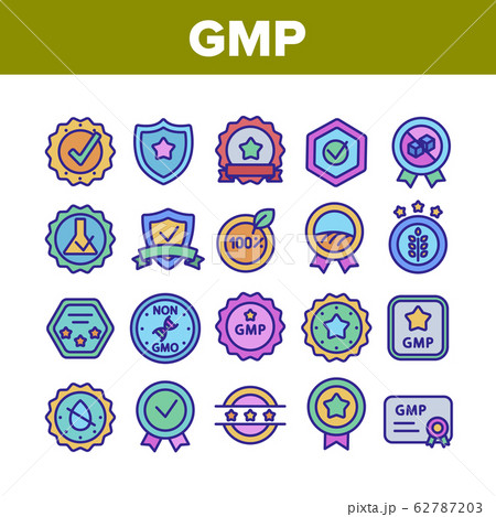 Gmp Certified Mark Collection Icons Set Vector Gmp Certified Mark Collection Icons Set Vector 62787203