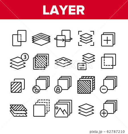 Layer Protect Material Collection Icons Set Vector 62787210