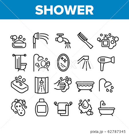 Shower Bathroom Tool Collection Icons Set Vector 62787345