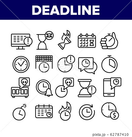 Deadline Time Over Collection Icons Set Vector 62787410