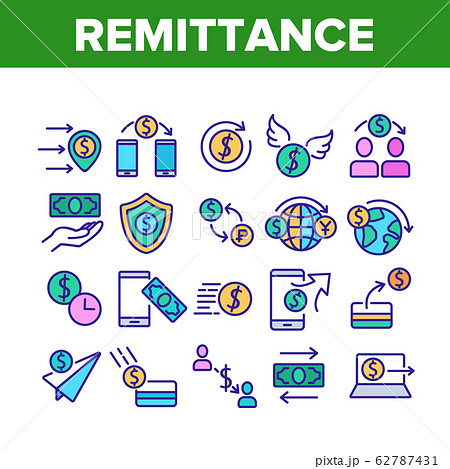 Remittance Finance Collection Icons Set Vector 62787431