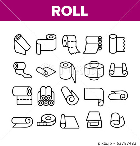 Roll And Reel Material Collection Icons Set Vector 62787432