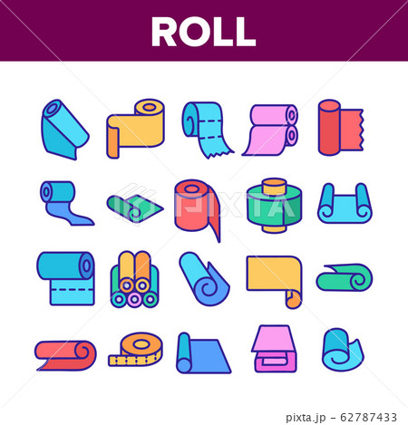 Roll And Reel Material Collection Icons Set Vector Roll And Reel Material Collection Icons Set Vector 62787433