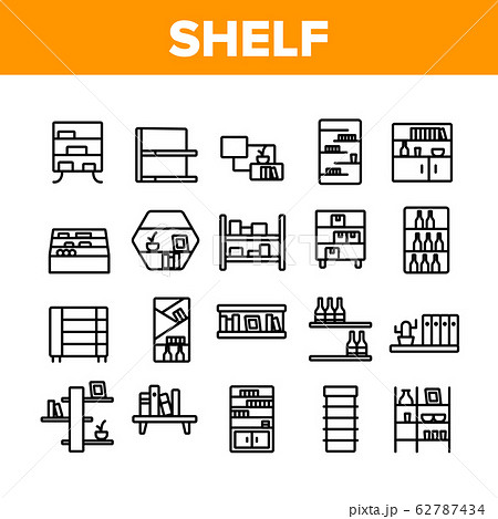 Shelf Room Furniture Collection Icons Set Vector Shelf Room Furniture Collection Icons Set Vector 62787434
