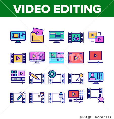 Video File Editing Collection Icons Set Vector Video File Editing Collection Icons Set Vector 62787443