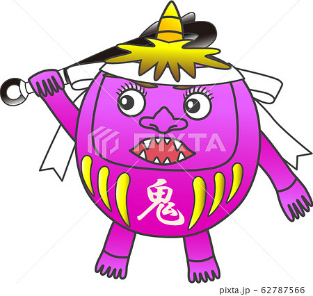 ダルマ型の桃鬼 010のイラスト素材