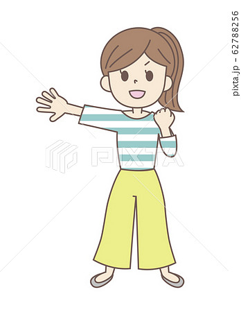 指差し ポイント4 私服女性 のイラスト素材