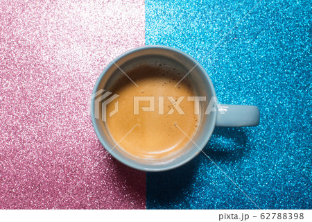 one cup coffee bright pink blue brilliant paper 62788398