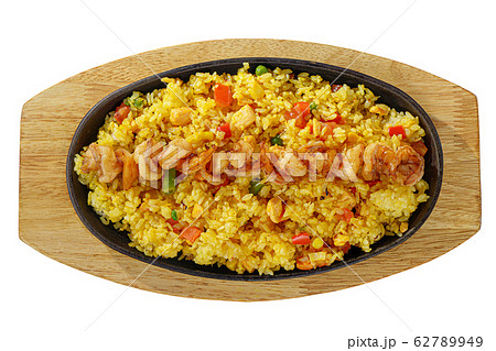 tyahan with squid, shrimp frying pan isolated tyahan with squid, shrimp frying pan isolated 62789949