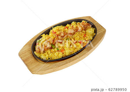 tyahan with squid, shrimp frying pan isolated tyahan with squid, shrimp frying pan isolated 62789950