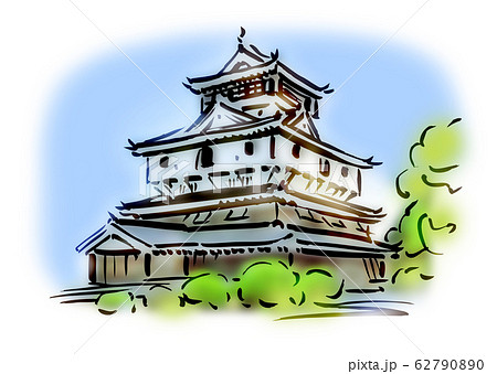 岩国城のイラスト素材