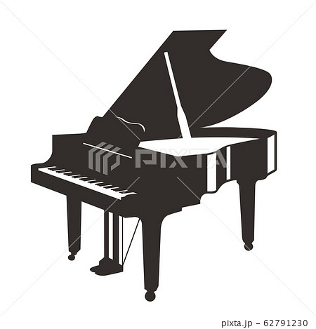 グランドピアノと音符の可愛いおしゃれなシルエット素材のイラスト素材 62791230 Pixta