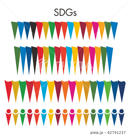 SDGsの目標17項目それぞれのカラーを使ったイメージアイコン 62791237
