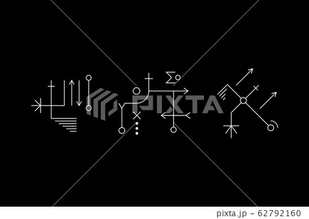 Mysterious geometry white symbol set. Ancient secret inscriptions. Cave drawings. UFO signs. Design symbols for puzzle, logic, metroidvania and indie games. Vector illustration. Mysterious geometry white symbol set. Ancient secret inscriptions. Cave drawings. UFO signs. Design symbols for puzzle, logic, metroidvania and indie games. Vector illustration. 62792160