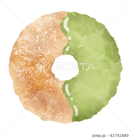 抹茶ドーナツ　水彩風イラスト素材 62792880