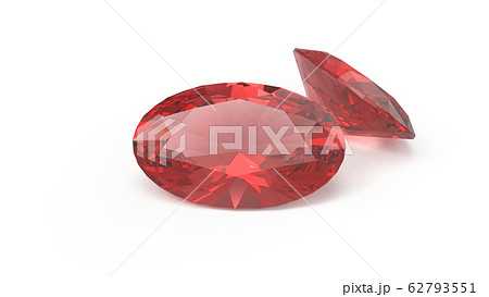 ルビー オーバルカット バックグランド白系 Cgのイラスト素材