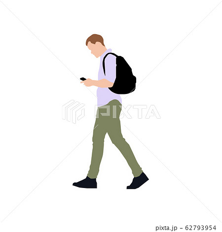 歩いている人物 歩行者 全身 横向き シルエットイラスト カバンを背負っている人のイラスト素材 62793954 Pixta