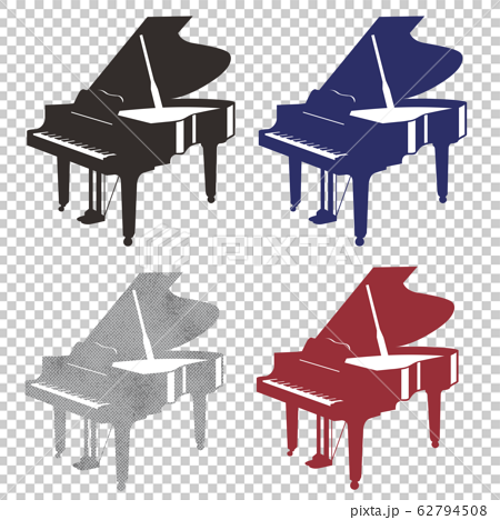 グランドピアノと音符の可愛いおしゃれなシルエット素材のイラスト素材 62794508 Pixta