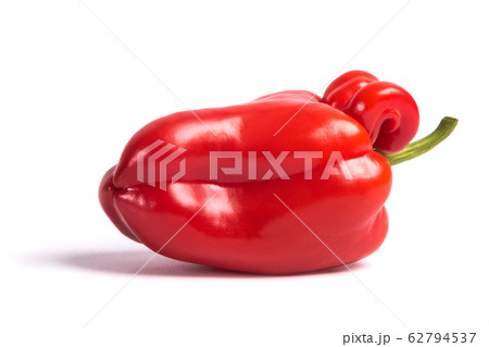 Ugly shaped organic vegetables. Deformed homegrown bell pepper isolated. white background 62794537