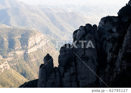 Landscape of Montserrat mountains in Catalonia, Spain. Landscape of Montserrat mountains in Catalonia, Spain. 62795127