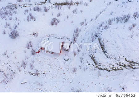 Aerial view of white snow mountain in Lofoten Aerial view of white snow mountain in Lofoten 62796453
